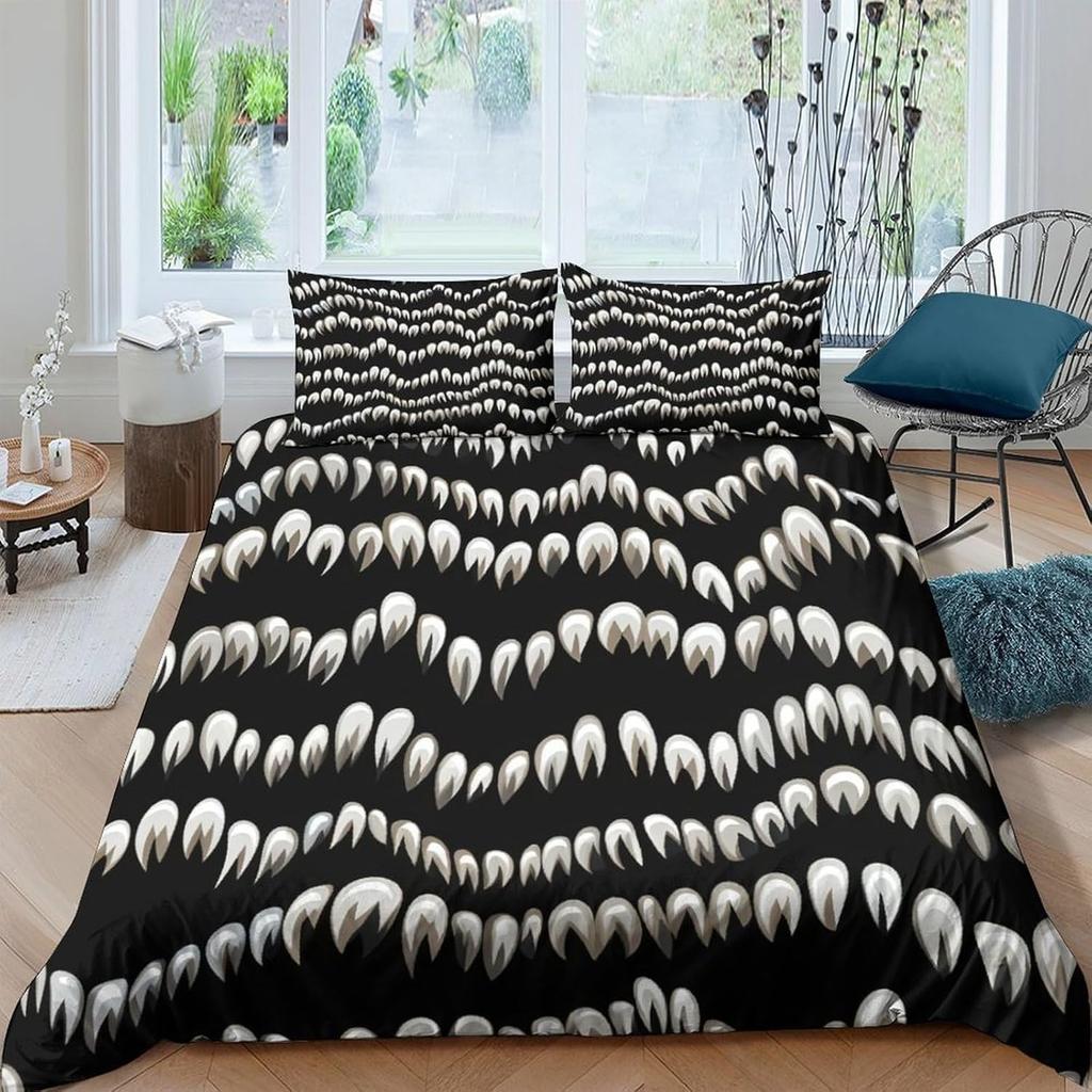 Tooth Duvet Cover Sets For Teens Queen King Lightweight Quilt Covers Animal Teeth Cartoon Teeth Bedding Sets Room Decor No Quilt
