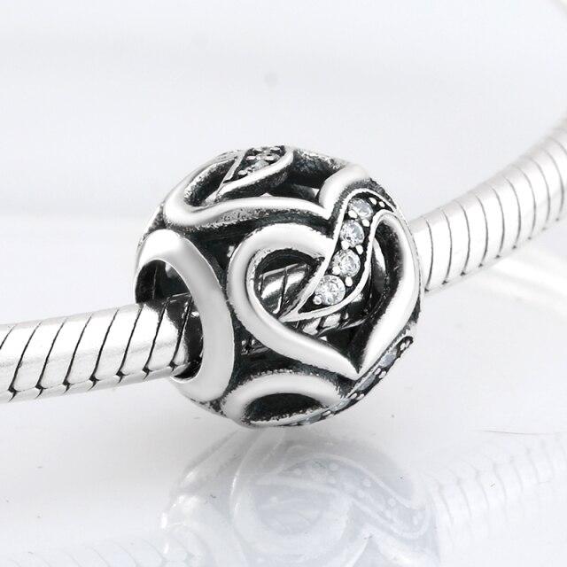 Perles fines en argent sterling 925 de forme ronde La famille est là où l'amour grandit Perles fines à faire soi-même adaptées aux bracelets à breloques originaux Fabrication de bijoux