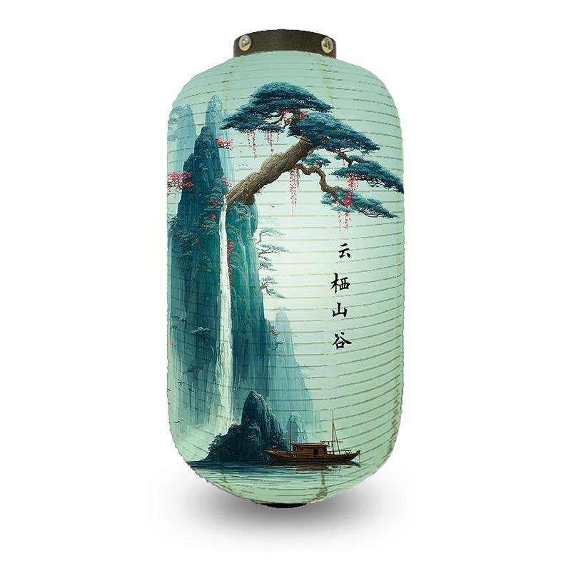 Chinese Pine Tree Scenery Pattern Lantern Outdoor Traditional Cylinder Lantern Wedding New Year Festival Decoration Lantern