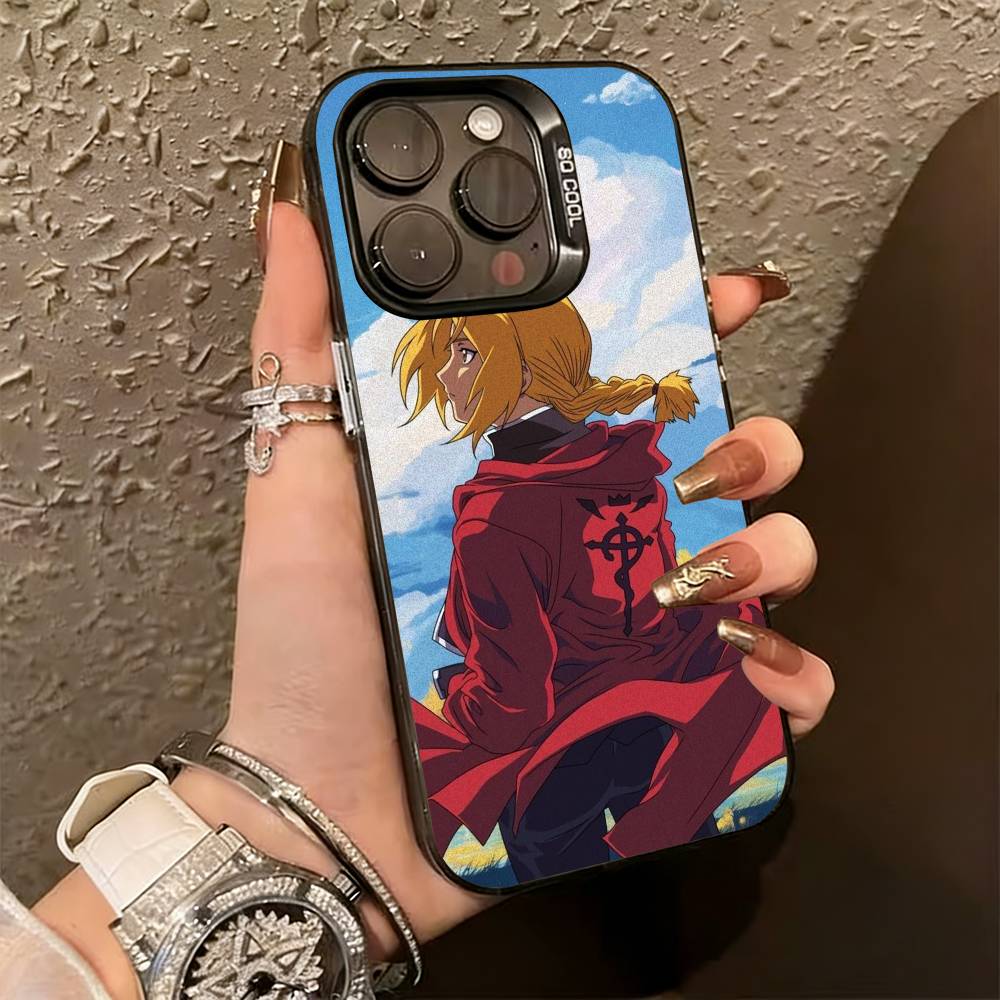 

Edward Elric Fullmetal Alchemist Phone Case For iPhone 17,16,15,14,13,12,11 Plus,Pro Max,XS,Colored Silver Plated Inside Cover iPhone14Pro