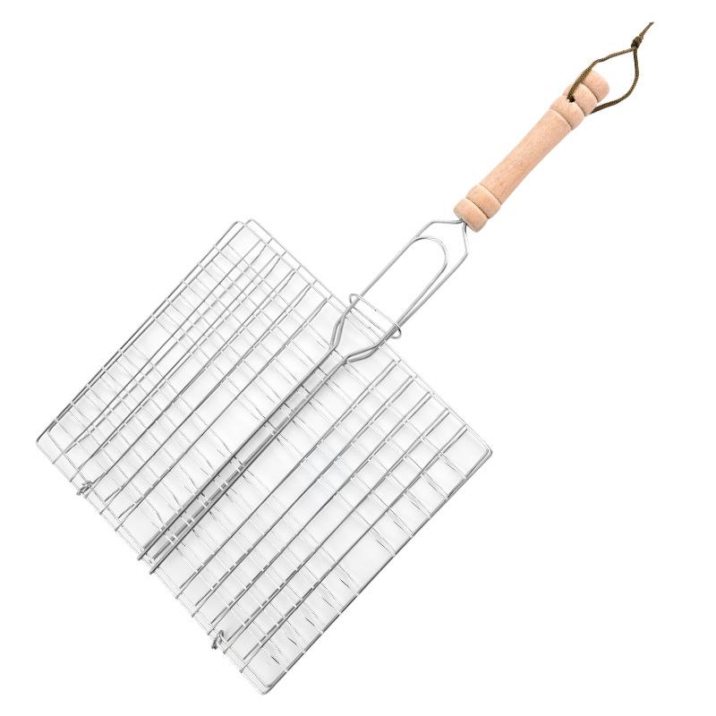 Bold electroplated four-burger grilled fish net Foldable and portablebbq Bbq clamp burger grilled fish vegetable rack серебряный