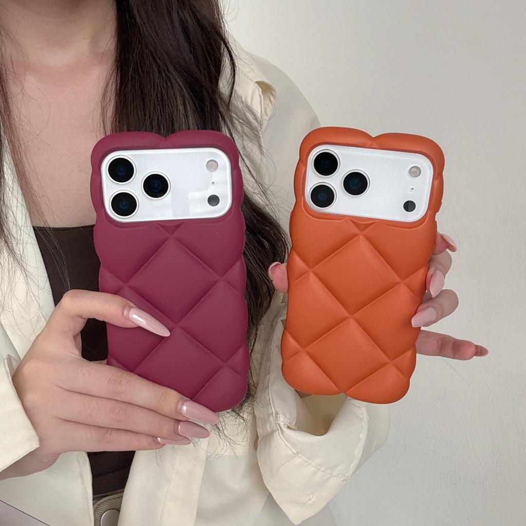 Eenvoudig Stereoscopisch Ruitvormig Rasterpatroon Effen Kleur Mat Schokbestendig Telefoonhoesje voor iPhone 17 16 15 14 13 12 Pro Max