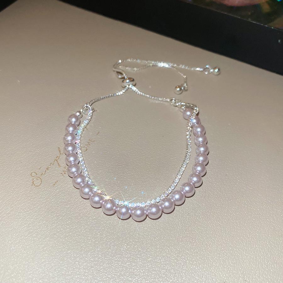 French temperament cold wind zircon star pearl bracelet light luxury bracelet sweet versatile jewelry