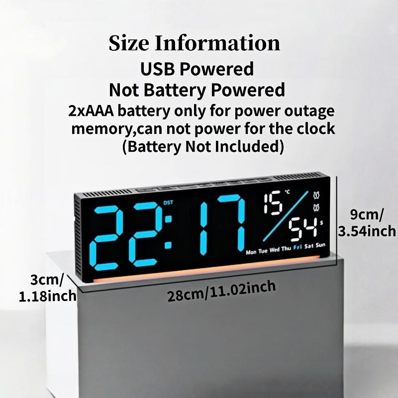 Large Digital Wall Clock with Mood Light TEMP Date Week 2 Alarm Auto Dimming Count-up Countdown Table Clock 12/24H DST LED Clock