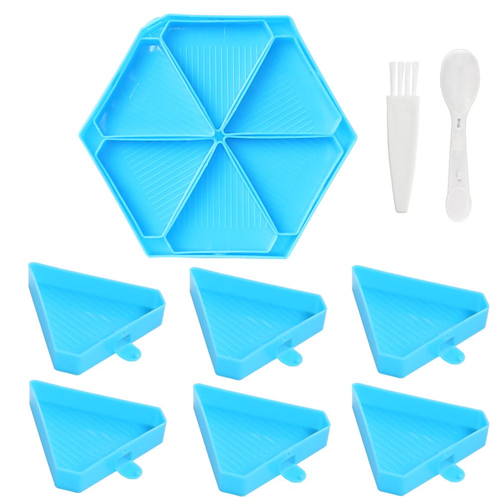 6 Grid Palette Diamond Painting Tray Kits Hexagon Large Capacity Drill Plate Diamond Painting Pen Art Beading Cross Stitch Tools