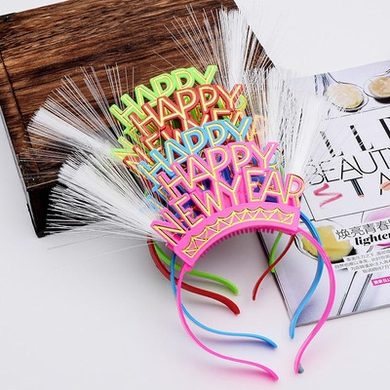 Happy New Year Electric Light Up Glowing Hair Band Toys Party Christmas Gifts Kids Hair Band