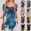 Topy damskie Wiosna Lato Moda Casual Topy z kwadratowym dekoltem T-shirt z krótkim rękawem