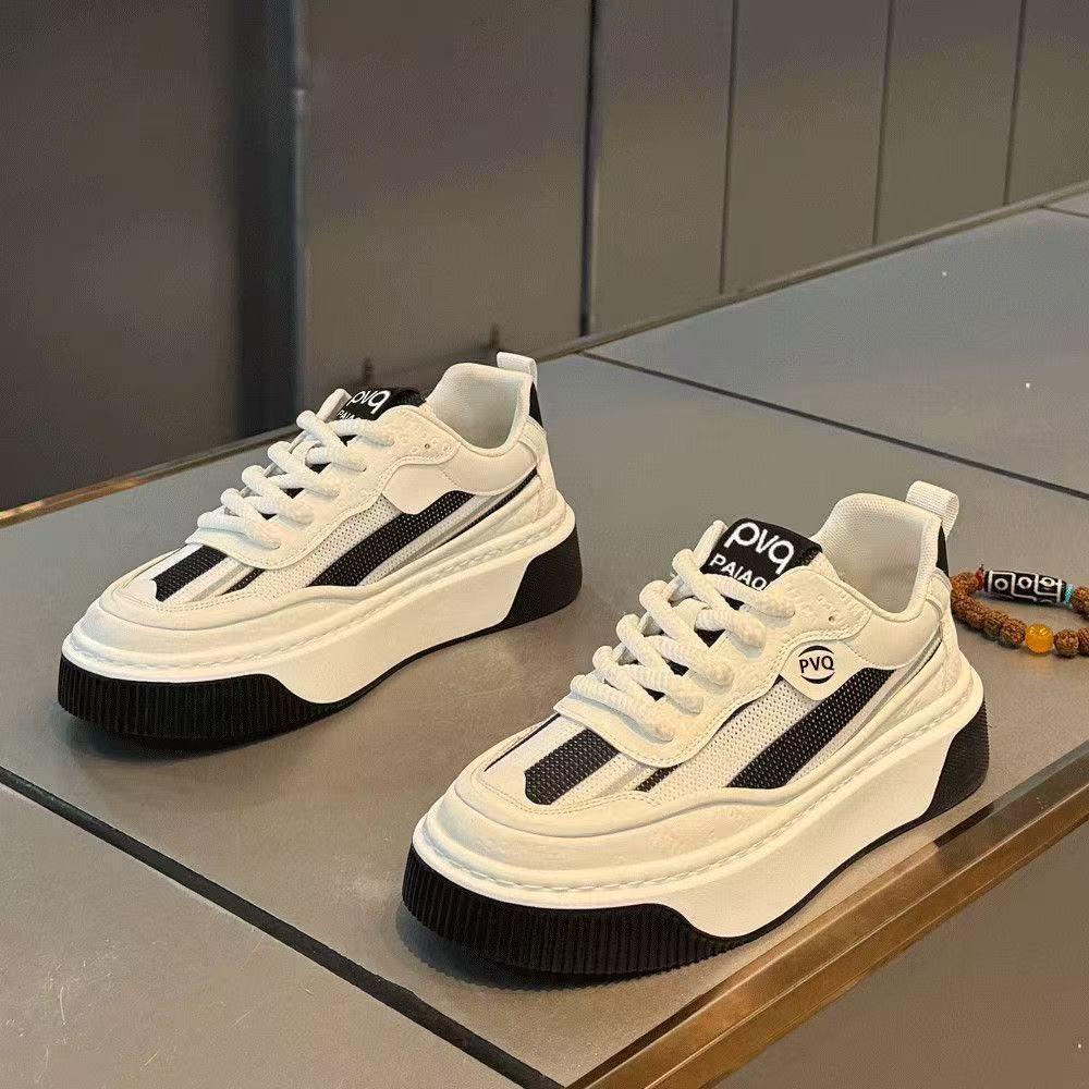 

Men s Summer Breathable Mesh Panel Thick-Soled White Canvas Sneakers 44
