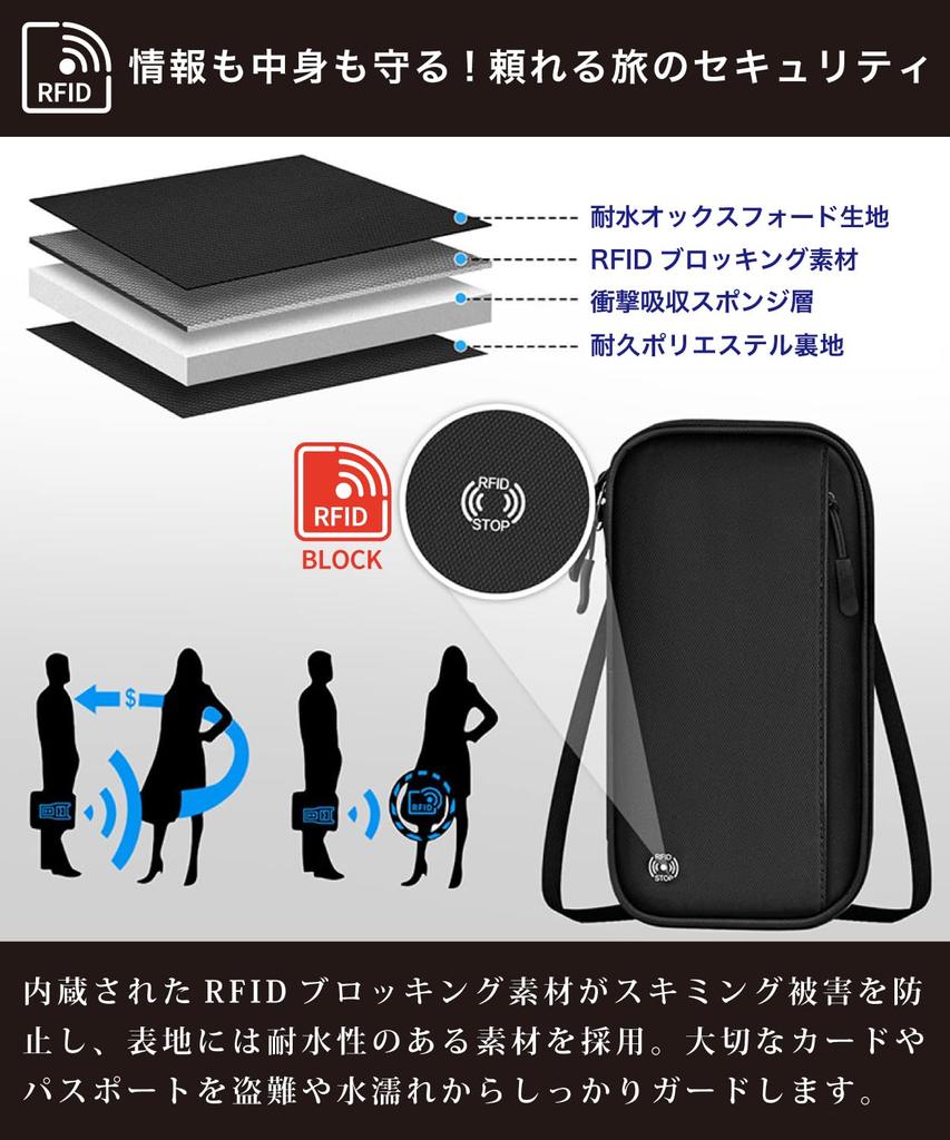 Pablito Passport or Large Security Travel Ticket Study Valuables Storage Case, 3-Way, Neck, Shoulder, Handheld, Anti-Skimming, Capacity, Pouch,