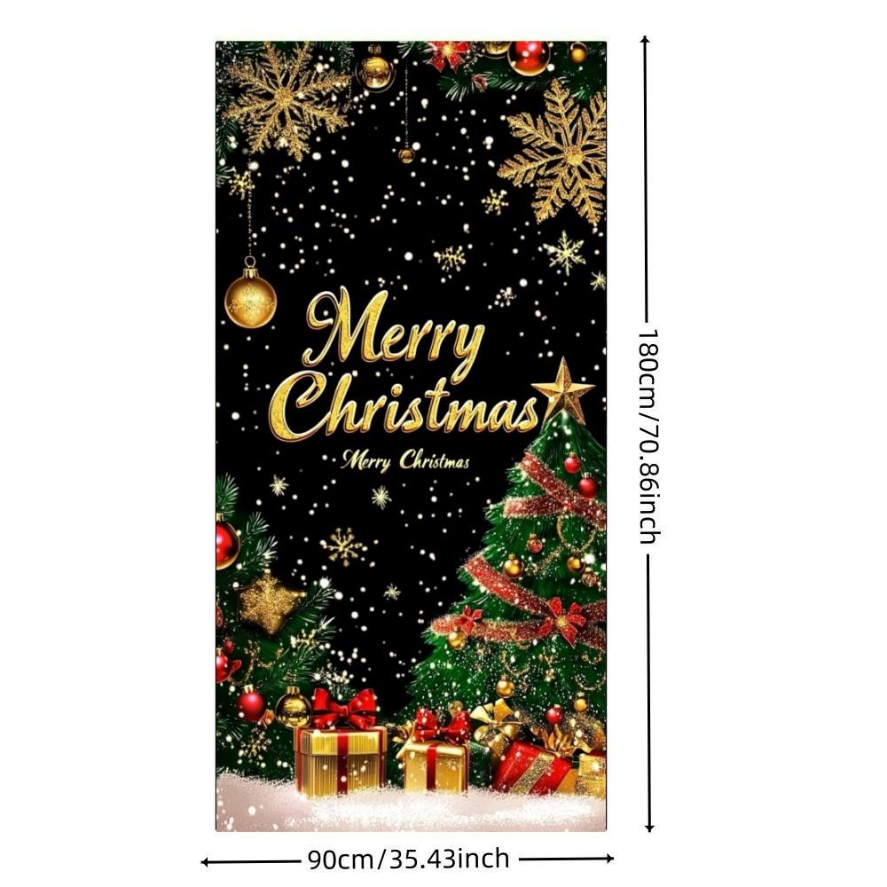 Frohe Weihnachten Türabdeckung mit Glitzer Weihnachtsbaum Schneeflocken Geschenkbox Auskleidungen für Weihnachts-Türen Innen Außen Garten Große Dekorationen