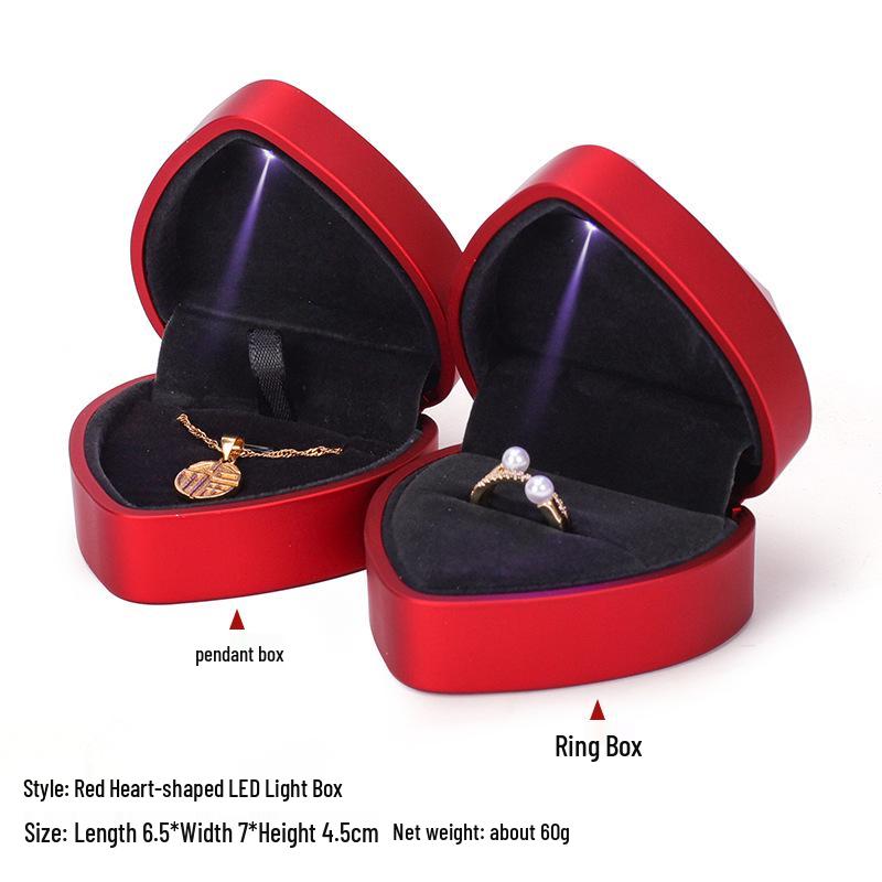 Heart-Shaped Light-Up Jewelry Box: High-End Engagement Ring & Luminous Necklace Display Case