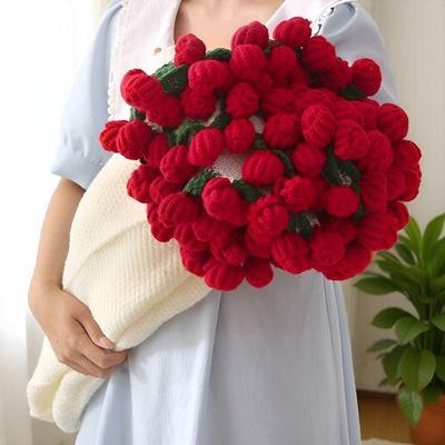 Handmade Knitted Rose Bouquet Blanket for Girls, Friends, Newlyweds - Perfect Practical Christmas Gift
