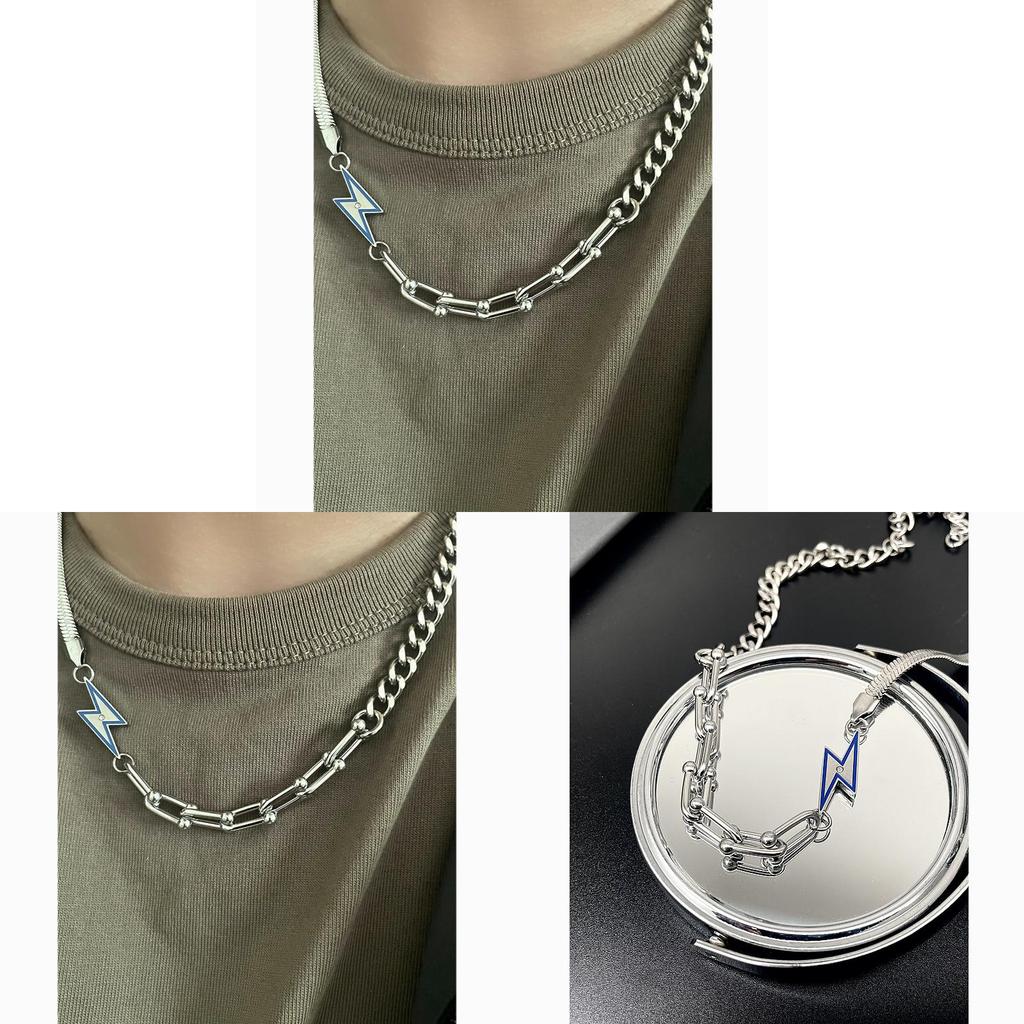 Stainless Steel Geometric Chain Necklace For Men And Women With Polished Finish