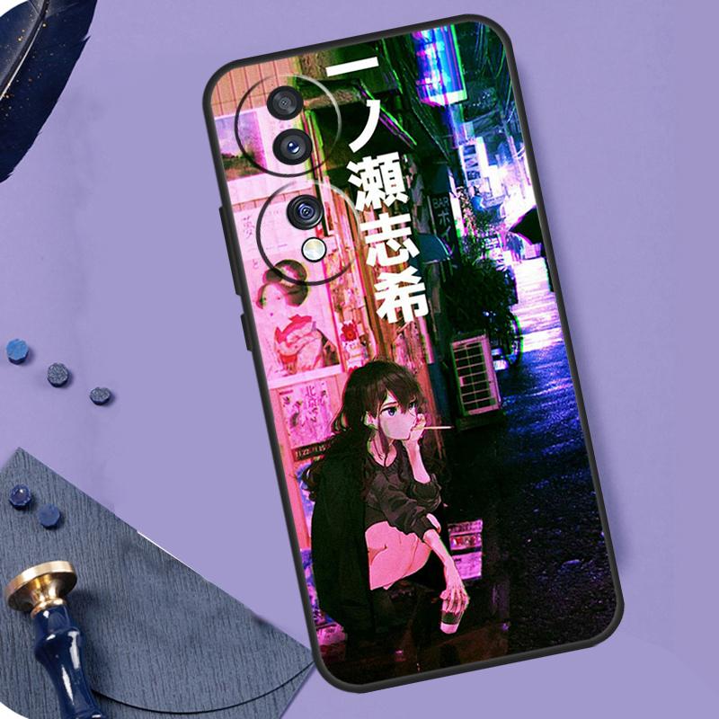 Anime Vaporwave Glitch Phone Case For Honor 90 Lite 70 50 Magic 5 6 Pro X6 X7 X8 X9 X6a X7a X8a X9a X9b X8b Cover