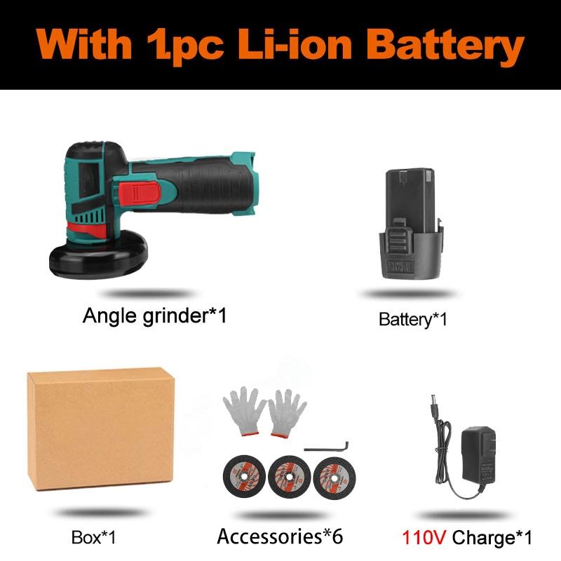 2500W Mini Brushless Angle Grinder with Rechargeable Lithium Battery Cordless Polishing Machine Diamond Cutter