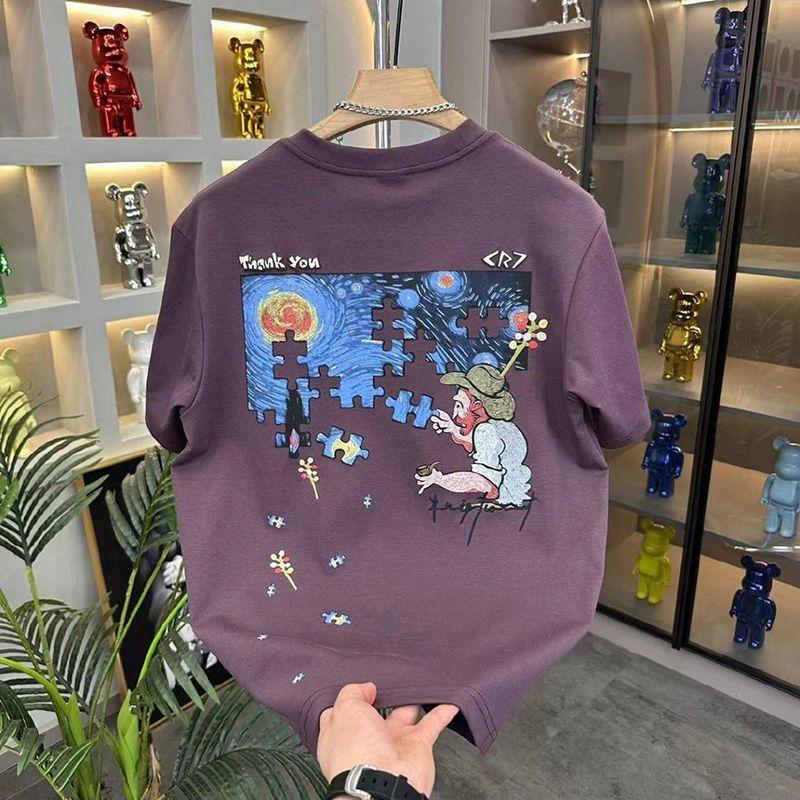 Новая высококлассная американская трендовая футболка с коротким рукавом мужская парные топы интернет-знаменитостей XXXL фиолетовый 2479₽