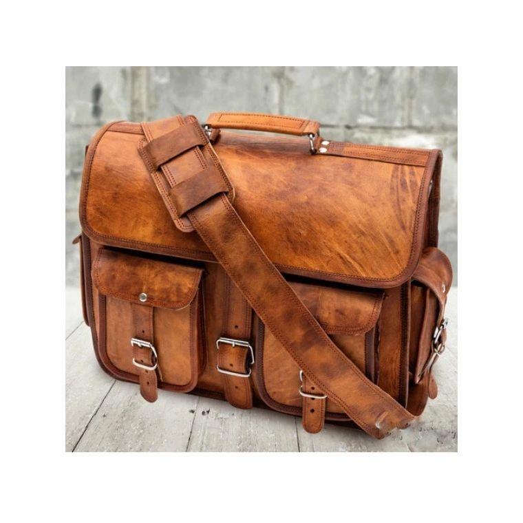 

Большая сумка Кожа Винтаж Мессенджер На плечо Мужская Сумка-сатчел для ноутбука Портфель 13 x 10 x 4 in