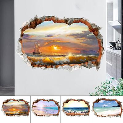 3D Ocean Ocean Wall Stickers Bathroom Floor Art Decal For Home Room Decoration