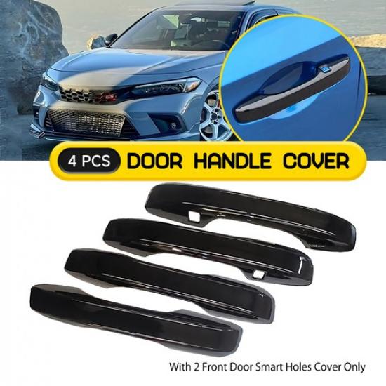 4X For -2025 Honda Civic Gloss Black Door Handle Covers W/ Front Smartkey EA