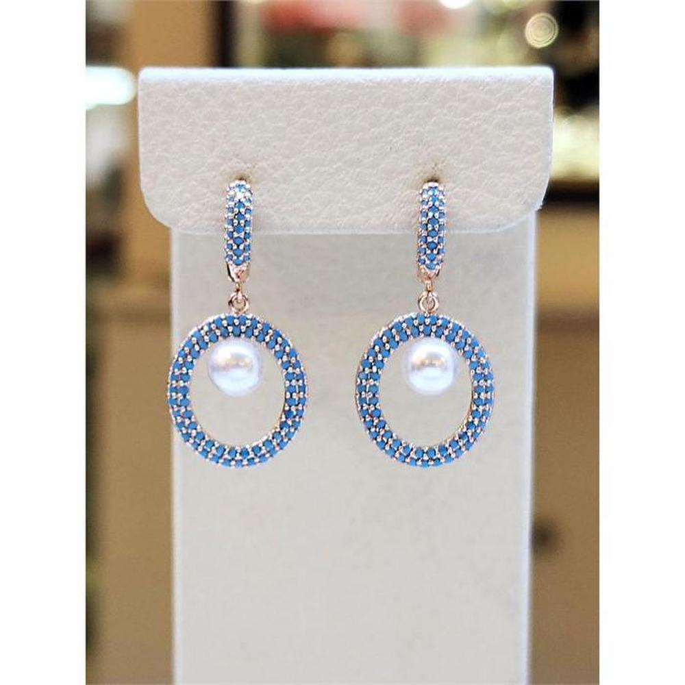 Volare Savezone03 Turquoise Loop Pearl Drop Earrings Sss1232 (10132023)