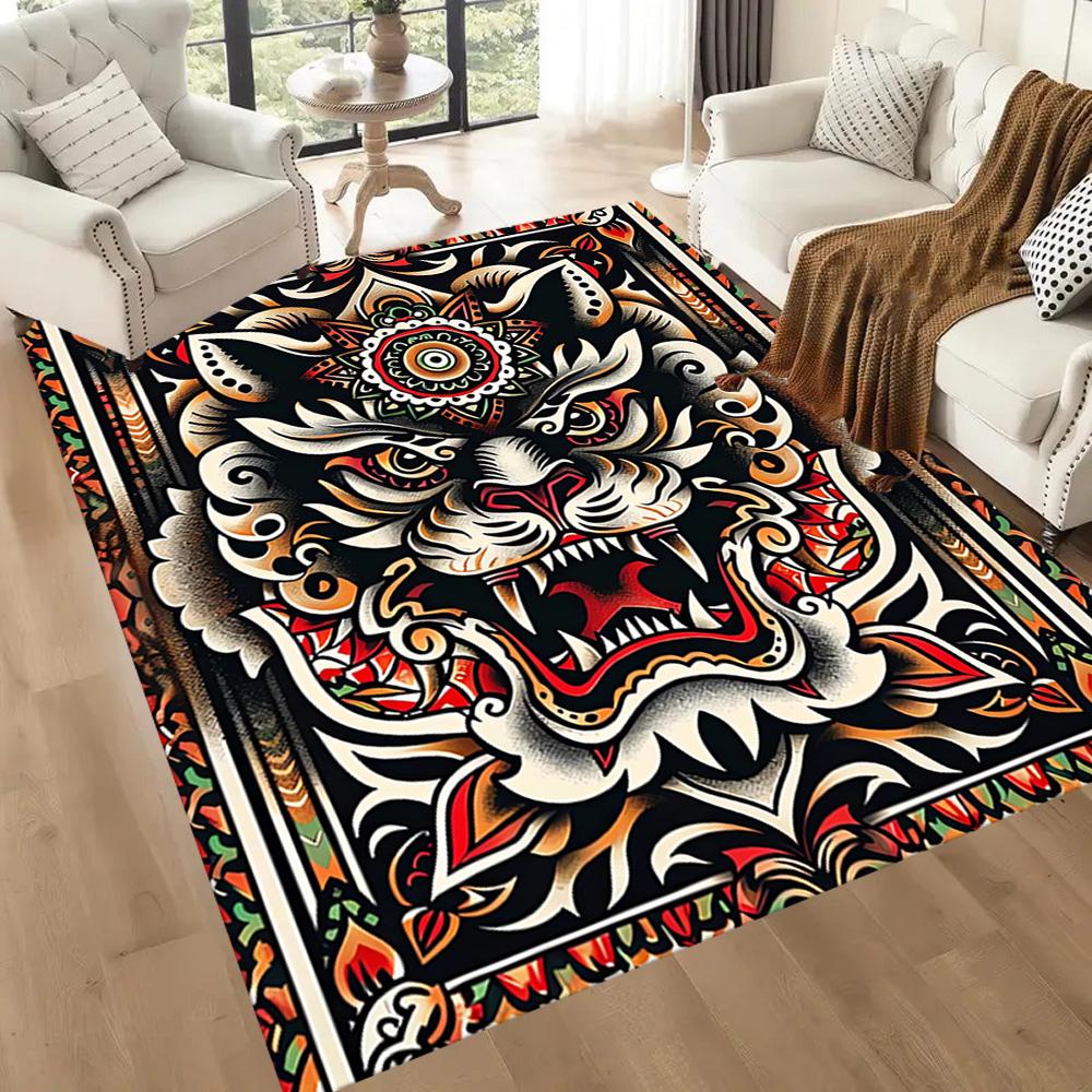 Tattoo Stil 25 Fußmatte Büro Teppich Design für Eingangsbereich Schlafsaal Spielzimmer Balkon Rutschfester Teppich Büro Heimdekor
