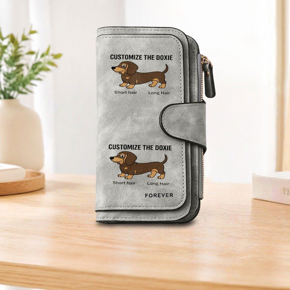 Dachshund pattern long zipper wallet large capacity card holder unisex clutch bag stylish zippered coin purse perfect for daily commuting shopping