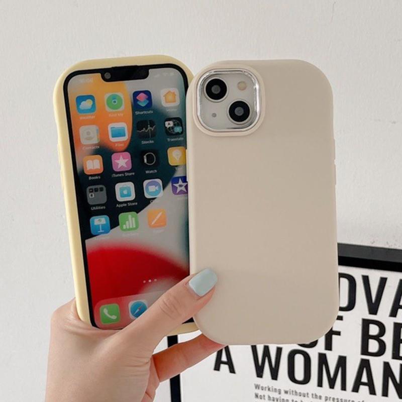 Solid Color Silver Edge Lens Fatty Casing Soft Liquid Silicone Case Shockproof Phone Case for iPhone Samsung Huawei Honor Xiaomi Redmi Infinix Tecno