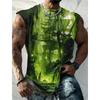 Men\'s Bottom Shirt Pattern Boat Rudder V-Neck 3D Outdoor Street Sleeveless Printed Clothing Athletic Casual Big & Tall Tank Top