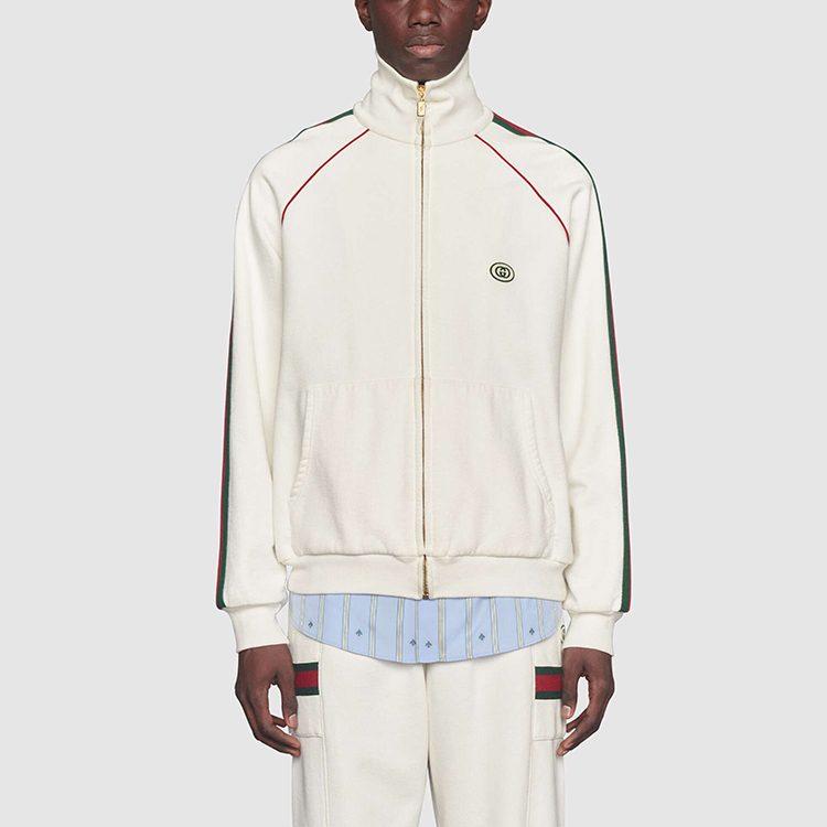 Gucci Sweatshirts Men's White Stand Collar Moderate Cardigan 625405-XJCOE-9146