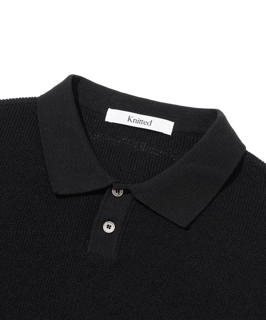 KNITTED Coolever Pk Short Sleeve Knit Tee Black