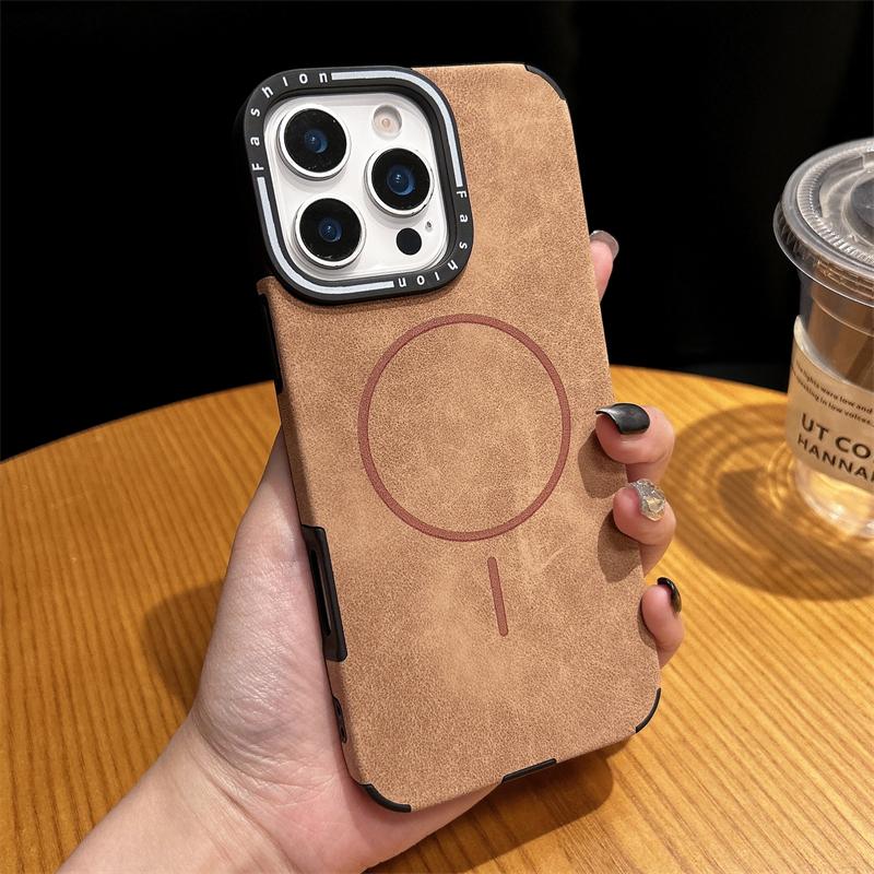 For Magsafe Luxury Leather Hybrid Shockproof Cases For iPhone 11 12 13 14 15 16 Pro Max 16 Plus Magnetic Wireless Charging Cover