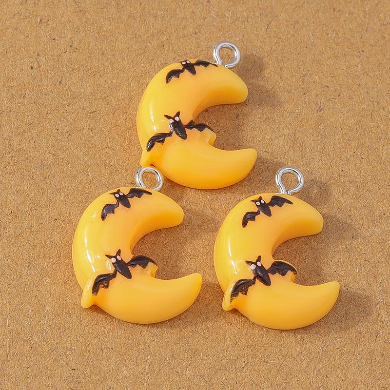 10pcs Cute Resin Halloween Charm Bat Ghost Pumpkin Pendants for Earrings Necklace DIY Bracelet Jewelry Making Accessories