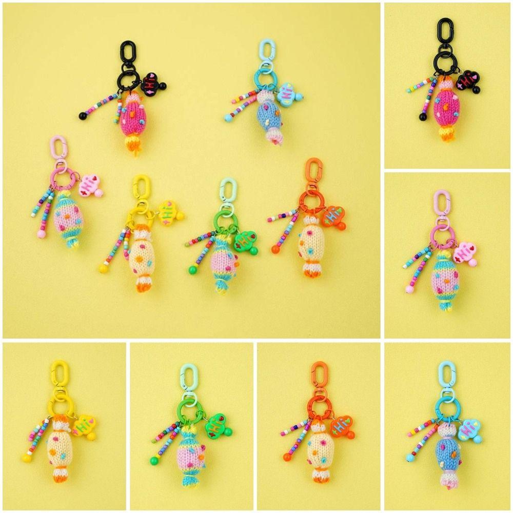 

Брелок для ключей в виде конфет, шерстяной автомобильный кулон, сумка, украшение, шерстяной брелок в виде конфет, декор для мобильного телефона