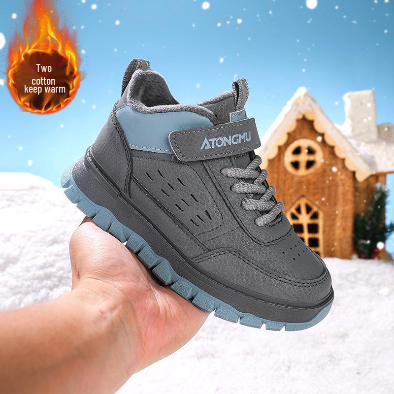 

Boys 2025 Winter Plus Velvet Mid-Top Sports Shoes for Kids 34 дим/сірий колір