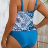 Plus Size Retro Print Bikini Halter Slimming Cover-up Two-Piece Swimsuit - European & American Style