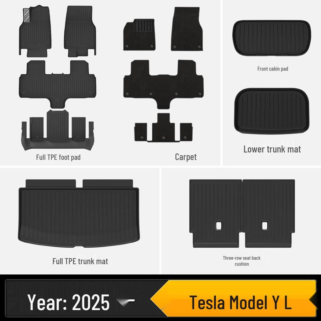 All-TPE Floor Mats Fit Tesla Model Y and YL, Designed As Durable, Injection-molded Car Floor Mat Accessories.