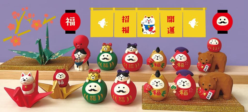 Decor Corporation Concombre Lucky Cat Daruma Ebisu Size Approx. W3.4 D3.1 H4.2 ZCB-29606
