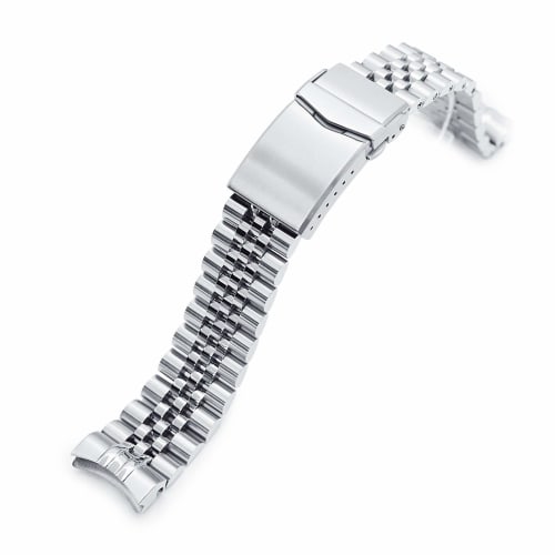 20mm Stainless Steel Jubilee Metal Watch Band with V-Clasp for Seiko 1968 Mechanical Diver's MM200, Modern Design