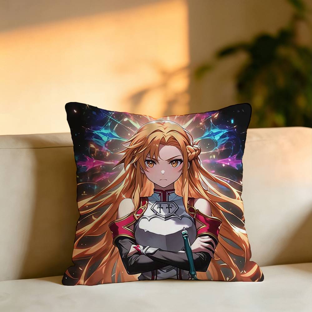 Anime SSword Art Online Pillow Case Square DoubleSided Sofa Cushion Cover Bedroom Bedside Pillow
