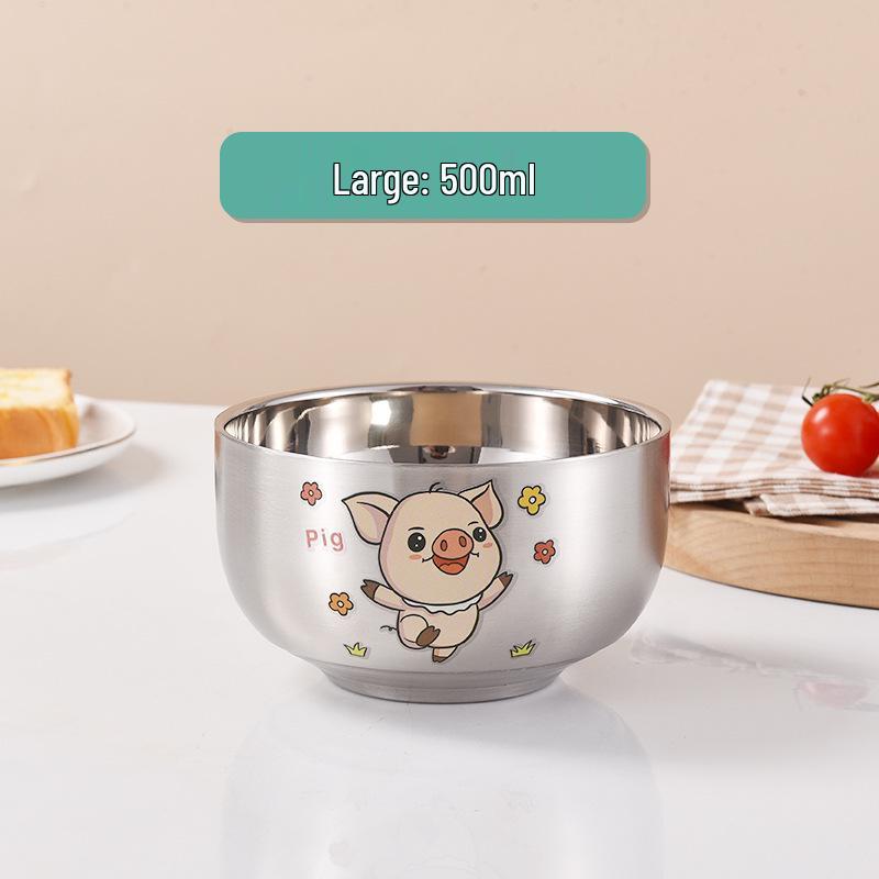 Children's Cartoon Zodiac Insulated Stainless Steel Bowl - Food Grade, Double Layer, Anti-Fall Design
