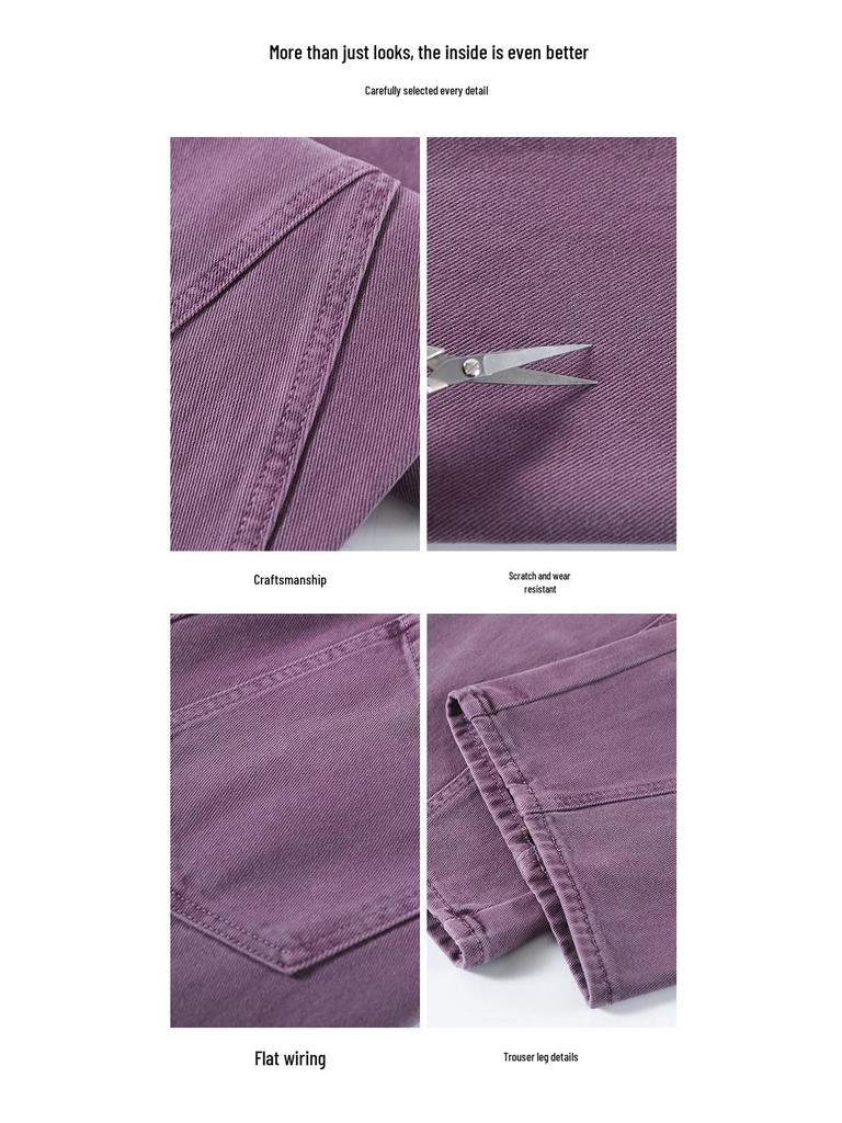 Women's High Waist Purple Wide-Leg Jeans - 2025 Autumn Fashion