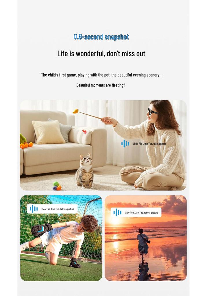 800W AI Smart Glasses: HD Camera, Anti-Shake Video, Translation, Electrochromic Lenses