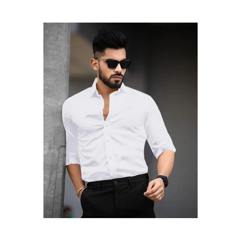 Tee Projekt Cotton Spread Collar Long Sleeve Shirt For Men Formal Wear Office Wear