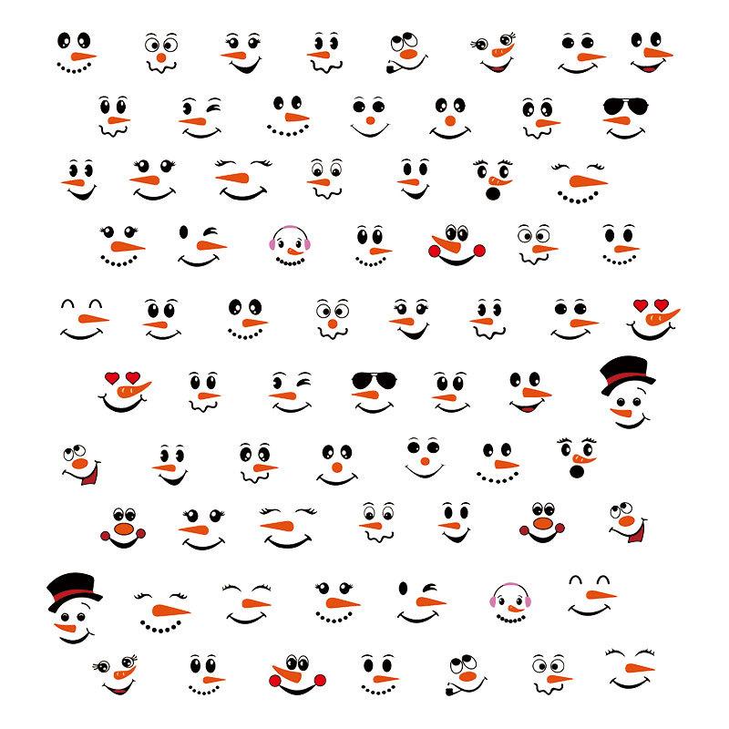 Cartoon snowman emoji sticker funny snowman decoration sticker self-adhesive refrigerator sticker wall sticker gift box decoration