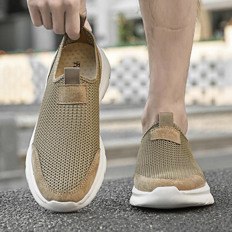 Sleeve feet middle and old mesh one pedal men's shoes breathable non-slip sneakers soft sole casual dad