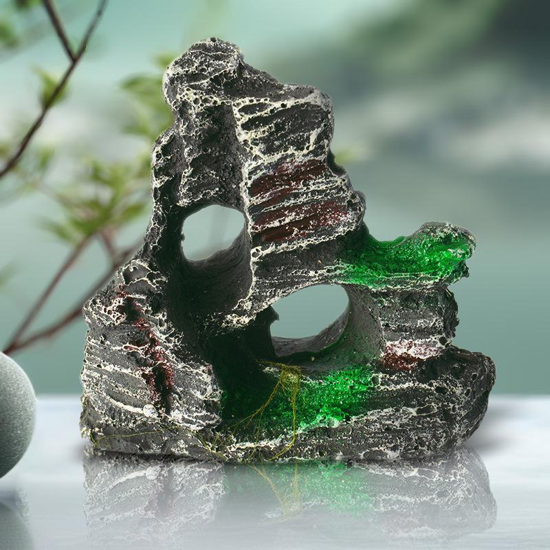 Best-Selling Fish Tank Aquarium Resin Rockery: Simulated Water Grass & Micro Landscape Decor Ornaments