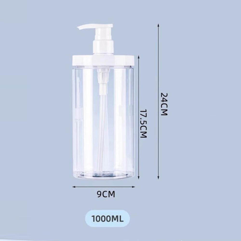 1pc 500/1000ml Large Mouth Press Dispenser Bottle Transparent Shampoo Shower Gel Liquid Container PET Refillable Bottles