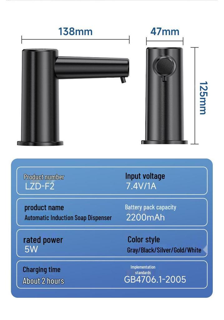 Automatic USB Rechargeable Kitchen Soap Dispenser with Induction Technology