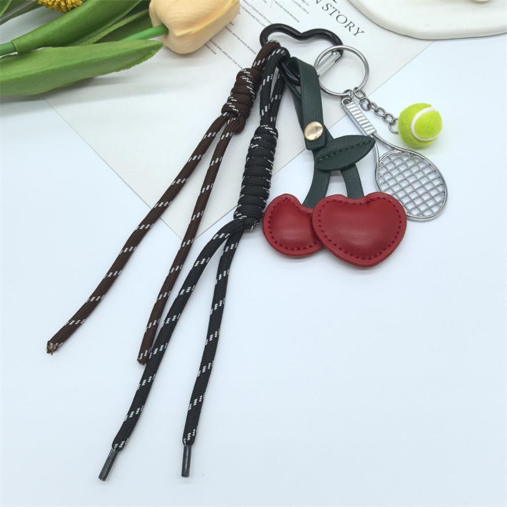 Girl Heart Braided Rope Keychain Hand-Woven Tennis Racket Key Chain  Bag Accessories