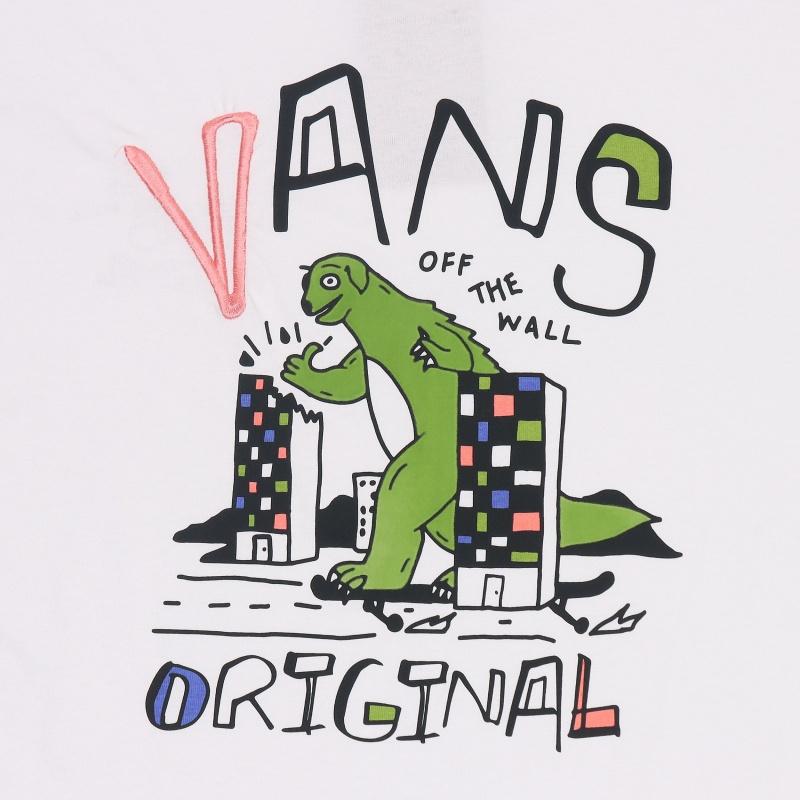 Vans Cartoon Dinosaur Fun Logo Print American Vintage Solid Color Short Sleeve T-Shirt Unisex Tops White VN0A7TPGWHT